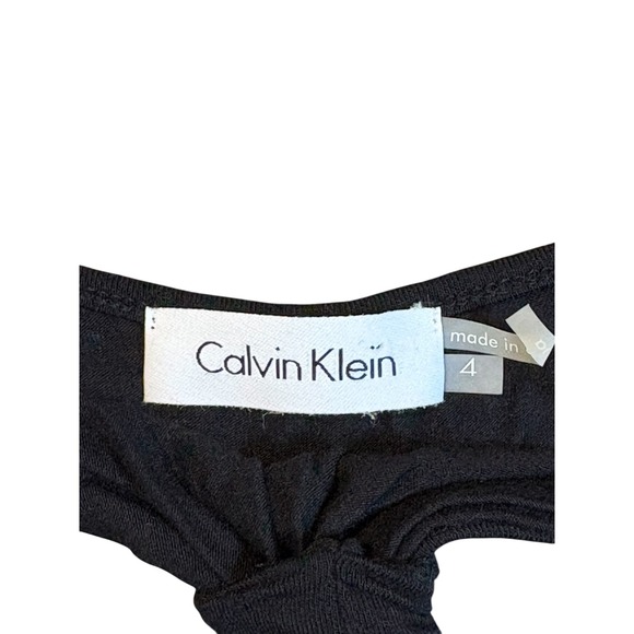 Calvin Klein Solid Black Jersey Racerback Tank Maxi Dress Size 4 Knotted Twist - Picture 6 of 7